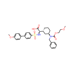 COCCOC(=O)N(Cc1ccccc1)[C@@H]1CCC[C@@H]([C@@H](NS(=O)(=O)c2ccc(-c3ccc(OC)cc3)cc2)C(=O)O)C1 ZINC000029570977