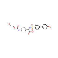 COCCOC(=O)NC1CCC([C@@H](NS(=O)(=O)c2ccc(-c3ccc(OC)cc3)cc2)C(=O)O)CC1 ZINC000029568758