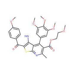 COCCOC(=O)c1c(C)nc2sc(C(=O)c3ccc(OC)cc3)c(N)c2c1-c1cc(OC)c(OC)c(OC)c1 ZINC000299832326