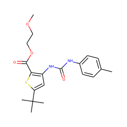 COCCOC(=O)c1sc(C(C)(C)C)cc1NC(=O)Nc1ccc(C)cc1 ZINC000028222025