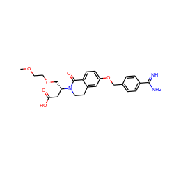 COCCOC[C@@H](CC(=O)O)N1CCc2cc(OCc3ccc(C(=N)N)cc3)ccc2C1=O ZINC000026575166