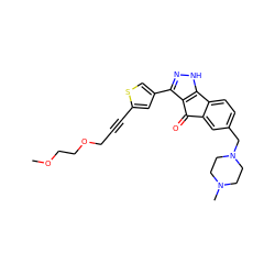 COCCOCC#Cc1cc(-c2n[nH]c3c2C(=O)c2cc(CN4CCN(C)CC4)ccc2-3)cs1 ZINC000028642154