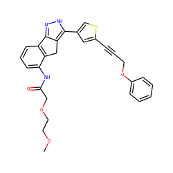 COCCOCC(=O)Nc1cccc2c1Cc1c-2n[nH]c1-c1csc(C#CCOc2ccccc2)c1 ZINC000028896797