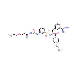 COCCOCCC(=O)NCC(=O)Nc1cccc(S(=O)(=O)N[C@@H](Cc2cccc(C(=N)N)c2)C(=O)N2CCC(CCN)CC2)c1 ZINC000096175805