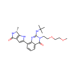 COCCOCCn1c(NC(C)(C)C)nc2c(-c3cc4c([nH]3)[C@@H](C)NC4=O)cccc2c1=O ZINC000222419093