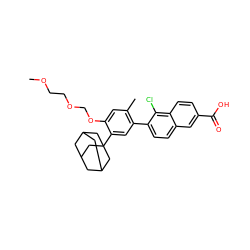 COCCOCOc1cc(C)c(-c2ccc3cc(C(=O)O)ccc3c2Cl)cc1C12CC3CC(CC(C3)C1)C2 ZINC000043080331