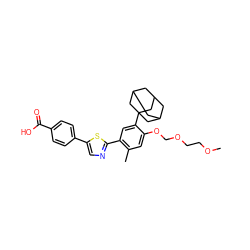 COCCOCOc1cc(C)c(-c2ncc(-c3ccc(C(=O)O)cc3)s2)cc1C12CC3CC(CC(C3)C1)C2 ZINC000103265866