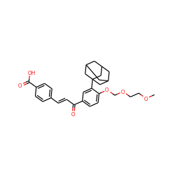 COCCOCOc1ccc(C(=O)/C=C/c2ccc(C(=O)O)cc2)cc1C12CC3CC(CC(C3)C1)C2 ZINC000033973452