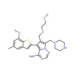 COCCOCc1c(-c2cc3cc(C)cc(OC)c3s2)c2c(N)ncnn2c1CN1CCNCC1 ZINC000218105980