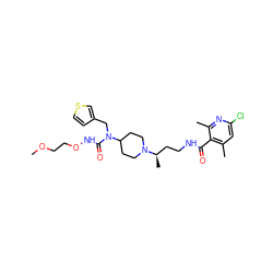 COCCONC(=O)N(Cc1ccsc1)C1CCN([C@H](C)CCNC(=O)c2c(C)cc(Cl)nc2C)CC1 ZINC000095556484