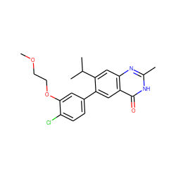 COCCOc1cc(-c2cc3c(=O)[nH]c(C)nc3cc2C(C)C)ccc1Cl ZINC000013679448