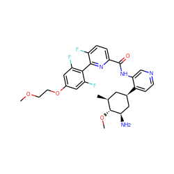 COCCOc1cc(F)c(-c2nc(C(=O)Nc3cnccc3[C@@H]3C[C@H](C)[C@@H](OC)[C@H](N)C3)ccc2F)c(F)c1 ZINC000261085304