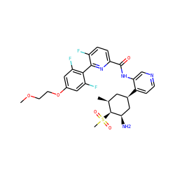 COCCOc1cc(F)c(-c2nc(C(=O)Nc3cnccc3[C@@H]3C[C@H](C)[C@H](S(C)(=O)=O)[C@H](N)C3)ccc2F)c(F)c1 ZINC000261188635