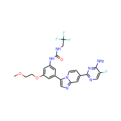 COCCOc1cc(NC(=O)NCC(F)(F)F)cc(-c2cnc3cc(-c4ncc(F)c(N)n4)ccn23)c1 ZINC000169704727