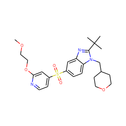 COCCOc1cc(S(=O)(=O)c2ccc3c(c2)nc(C(C)(C)C)n3CC2CCOCC2)ccn1 ZINC000082158639