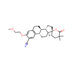 COCCOc1cc2c(cc1C#N)[C@H]1CC[C@@]3(C)[C@@H](CC[C@@]34CCC(C)(C)C(=O)O4)[C@@H]1CC2 ZINC000040952381