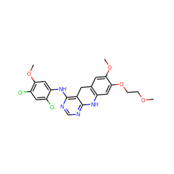 COCCOc1cc2c(cc1OC)Cc1c(Nc3cc(OC)c(Cl)cc3Cl)ncnc1N2 ZINC000013538127