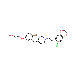 COCCOc1ccc(Br)c(CC2CCN(CCc3cc4c(cc3Cl)OCCO4)CC2)c1 ZINC000145280925