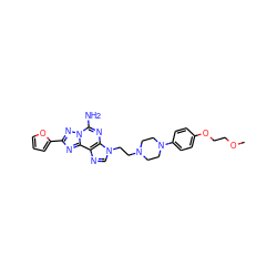 COCCOc1ccc(N2CCN(CCn3cnc4c3nc(N)n3nc(-c5ccco5)nc43)CC2)cc1 ZINC000053188748