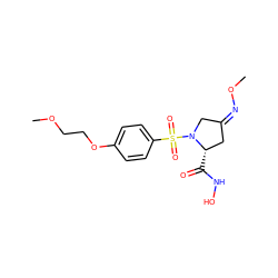 COCCOc1ccc(S(=O)(=O)N2C/C(=N\OC)C[C@@H]2C(=O)NO)cc1 ZINC000027622845