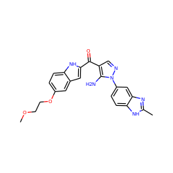 COCCOc1ccc2[nH]c(C(=O)c3cnn(-c4ccc5[nH]c(C)nc5c4)c3N)cc2c1 ZINC000149976698