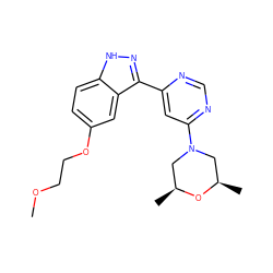 COCCOc1ccc2[nH]nc(-c3cc(N4C[C@H](C)O[C@H](C)C4)ncn3)c2c1 ZINC000221366025