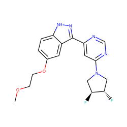 COCCOc1ccc2[nH]nc(-c3cc(N4C[C@H](F)[C@@H](F)C4)ncn3)c2c1 ZINC000225554903