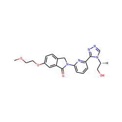 COCCOc1ccc2c(c1)C(=O)N(c1cccc(-c3nncn3[C@H](C)CO)n1)C2 ZINC001772622139