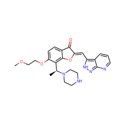 COCCOc1ccc2c(c1[C@H](C)N1CCNCC1)O/C(=C\c1[nH]nc3ncccc13)C2=O ZINC000653755727