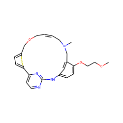 COCCOc1ccc2cc1CN(C)C/C=C/COCc1ccc(s1)-c1ccnc(n1)N2 ZINC000084725494