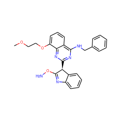 COCCOc1cccc2c(NCc3ccccc3)nc([C@@H]3C(ON)=Nc4ccccc43)nc12 ZINC000261176596