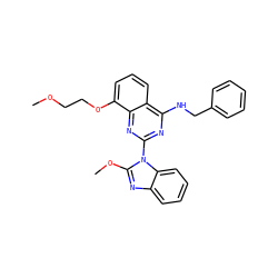 COCCOc1cccc2c(NCc3ccccc3)nc(-n3c(OC)nc4ccccc43)nc12 ZINC000218971110