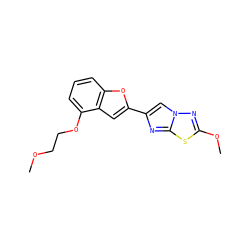 COCCOc1cccc2oc(-c3cn4nc(OC)sc4n3)cc12 ZINC000653682168