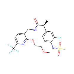 COCCOc1nc(C(F)(F)F)ccc1CNC(=O)[C@@H](C)c1ccc(NS(C)(=O)=O)c(F)c1 ZINC000096270968