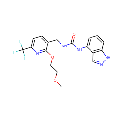 COCCOc1nc(C(F)(F)F)ccc1CNC(=O)Nc1cccc2[nH]ncc12 ZINC000049054358