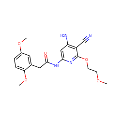 COCCOc1nc(NC(=O)Cc2cc(OC)ccc2OC)cc(N)c1C#N ZINC000014960173