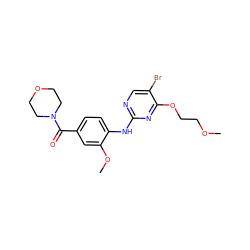 COCCOc1nc(Nc2ccc(C(=O)N3CCOCC3)cc2OC)ncc1Br ZINC000169705081