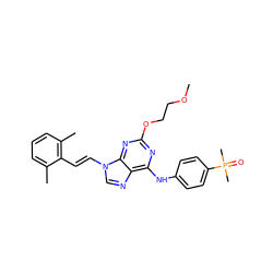 COCCOc1nc(Nc2ccc(P(C)(C)=O)cc2)c2ncn(/C=C/c3c(C)cccc3C)c2n1 ZINC000040873641