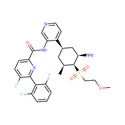 COCCS(=O)(=O)[C@H]1[C@@H](C)C[C@@H](c2ccncc2NC(=O)c2ccc(F)c(-c3c(F)cccc3F)n2)C[C@H]1N ZINC000149305190