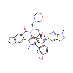 COCCc1c(C(=O)N(c2ccc(O)cc2)c2cnc3c(c2)CCN3C)cc(-c2cc3c(cc2C(=O)N2Cc4ccccc4C[C@H]2CN2CCOCC2)OCO3)n1C ZINC000261188738