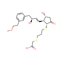 COCCc1cccc(C[C@H](O)/C=C/[C@H]2[C@H](O)CC(=O)[C@@H]2SCCCSCC(=O)O)c1 ZINC000013836454