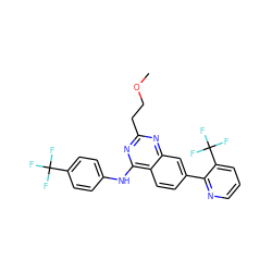 COCCc1nc(Nc2ccc(C(F)(F)F)cc2)c2ccc(-c3ncccc3C(F)(F)F)cc2n1 ZINC000040860338