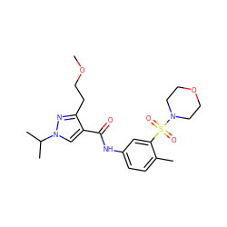 COCCc1nn(C(C)C)cc1C(=O)Nc1ccc(C)c(S(=O)(=O)N2CCOCC2)c1 ZINC000169340228