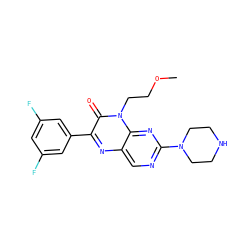 COCCn1c(=O)c(-c2cc(F)cc(F)c2)nc2cnc(N3CCNCC3)nc21 ZINC000004238282