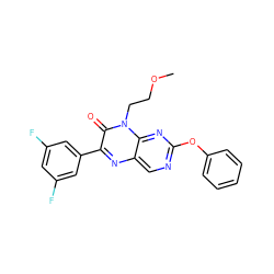 COCCn1c(=O)c(-c2cc(F)cc(F)c2)nc2cnc(Oc3ccccc3)nc21 ZINC000004238515