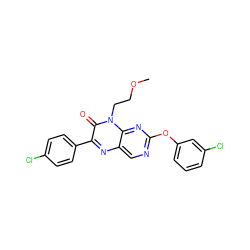 COCCn1c(=O)c(-c2ccc(Cl)cc2)nc2cnc(Oc3cccc(Cl)c3)nc21 ZINC000004238849