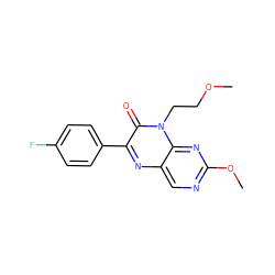 COCCn1c(=O)c(-c2ccc(F)cc2)nc2cnc(OC)nc21 ZINC000004238676