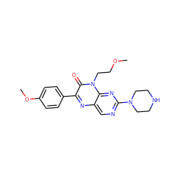 COCCn1c(=O)c(-c2ccc(OC)cc2)nc2cnc(N3CCNCC3)nc21 ZINC000004238430