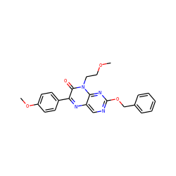 COCCn1c(=O)c(-c2ccc(OC)cc2)nc2cnc(OCc3ccccc3)nc21 ZINC000004239138