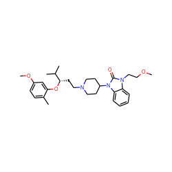 COCCn1c(=O)n(C2CCN(CC[C@H](Oc3cc(OC)ccc3C)C(C)C)CC2)c2ccccc21 ZINC000028874652